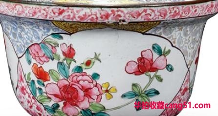 清 铜胎画珐琅开光花卉纹盖碗赏析